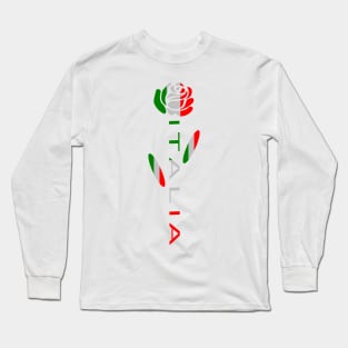 Italia Flag Rose Flower Long Sleeve T-Shirt